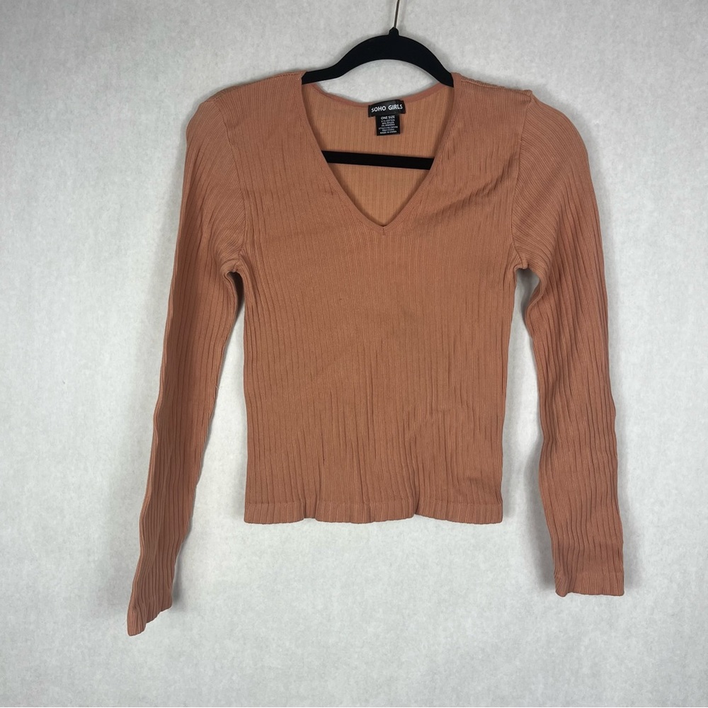 Soho Girls Long Sleeve Sweater Knit Cropped Top Juniors Size OS